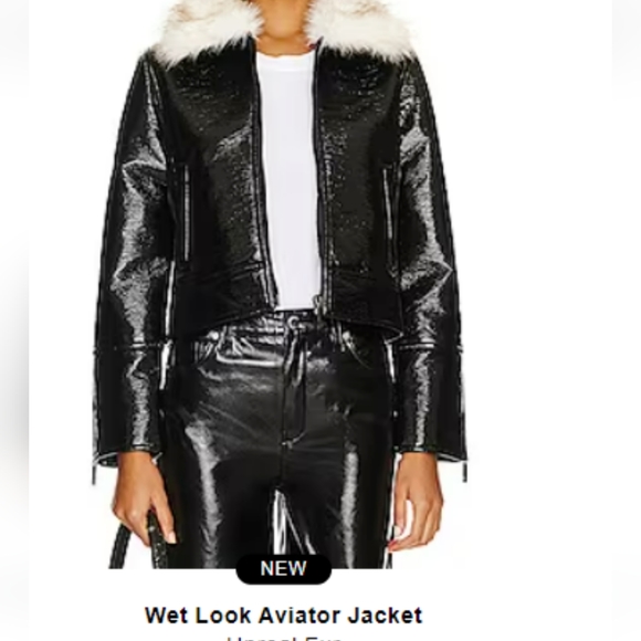 Unreal fur wet look aviator jacket - Picture 12 of 16